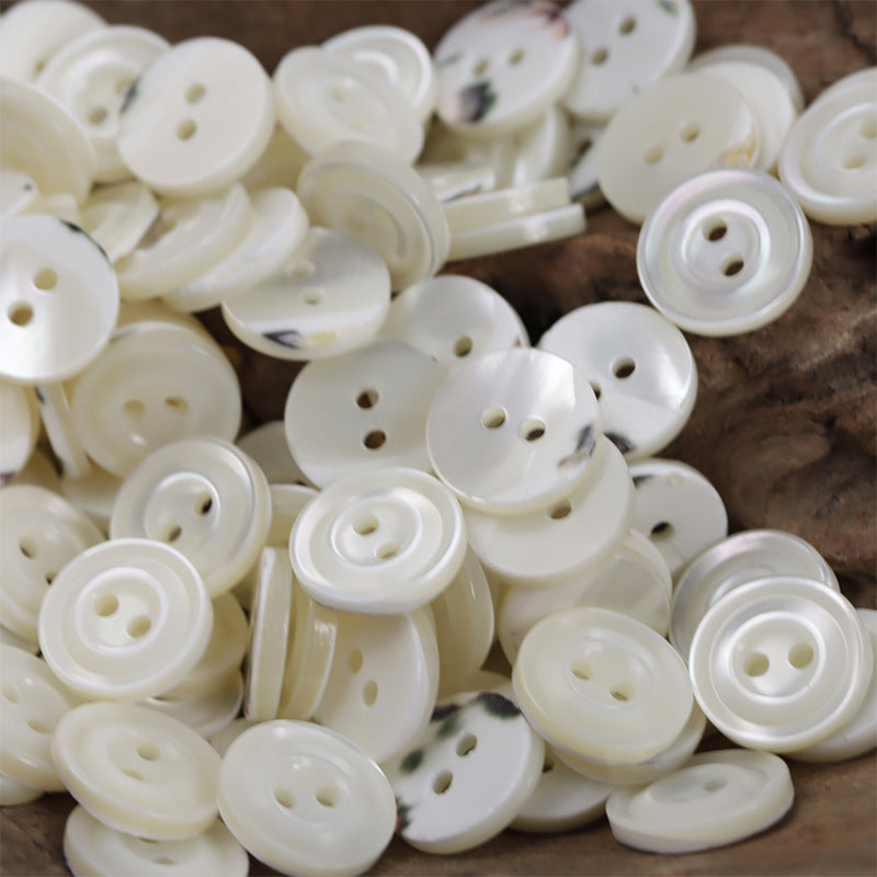 2 Hole Natural Beige Shell Buttons for Luxury Silk Shirts 20 Pack - Lots of Buttons