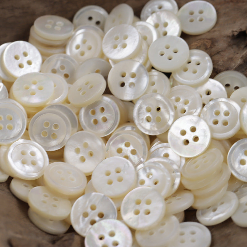 11.5mm Round Natural Colorful White Shell Buttons Bracelet Making 10pcs - Lots of Buttons