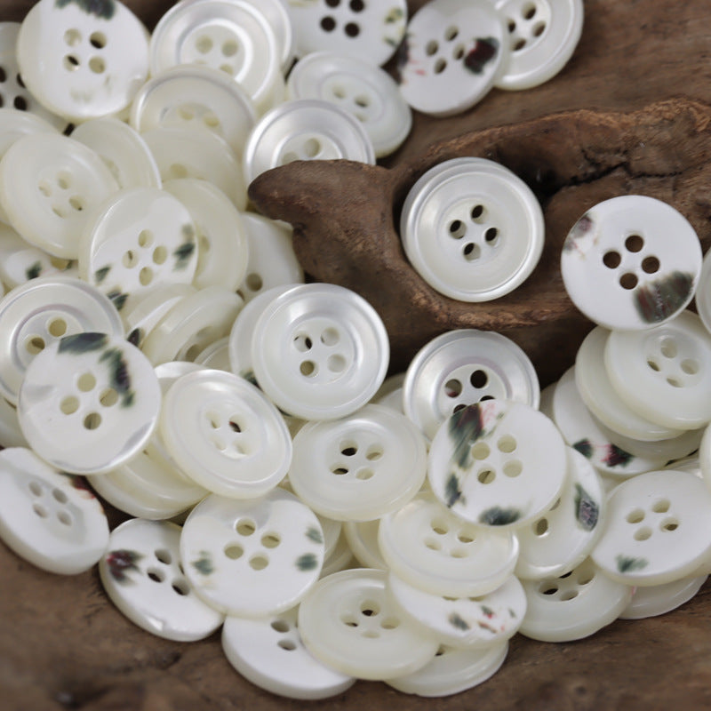 11.5mm Round Natural Colorful White Shell Buttons Bracelet Making 10pcs - Lots of Buttons