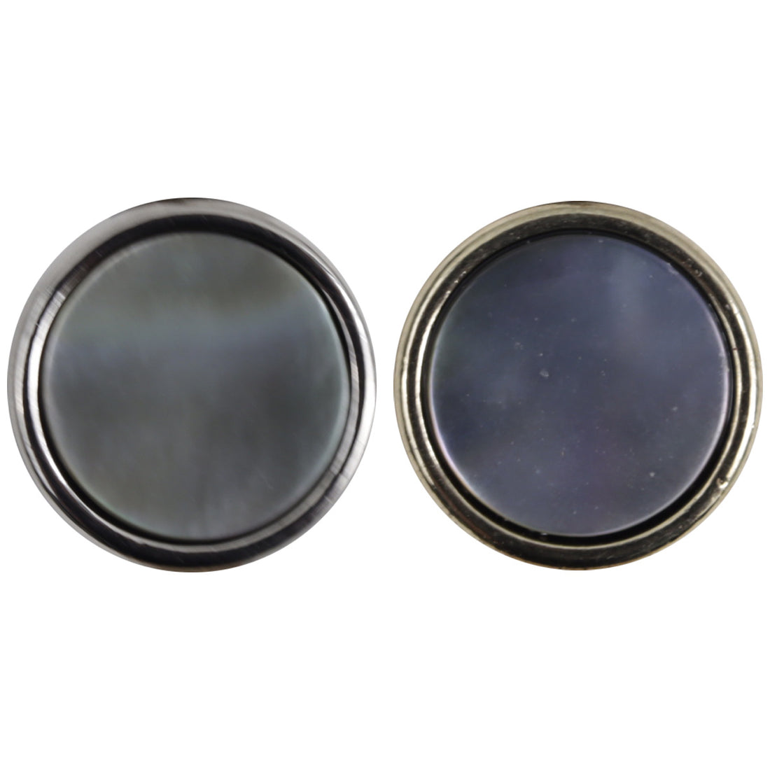 11.5mm Gold Silver Metal Buttons with Black Natural Shell Inlay 10pcs - Lots of Buttons