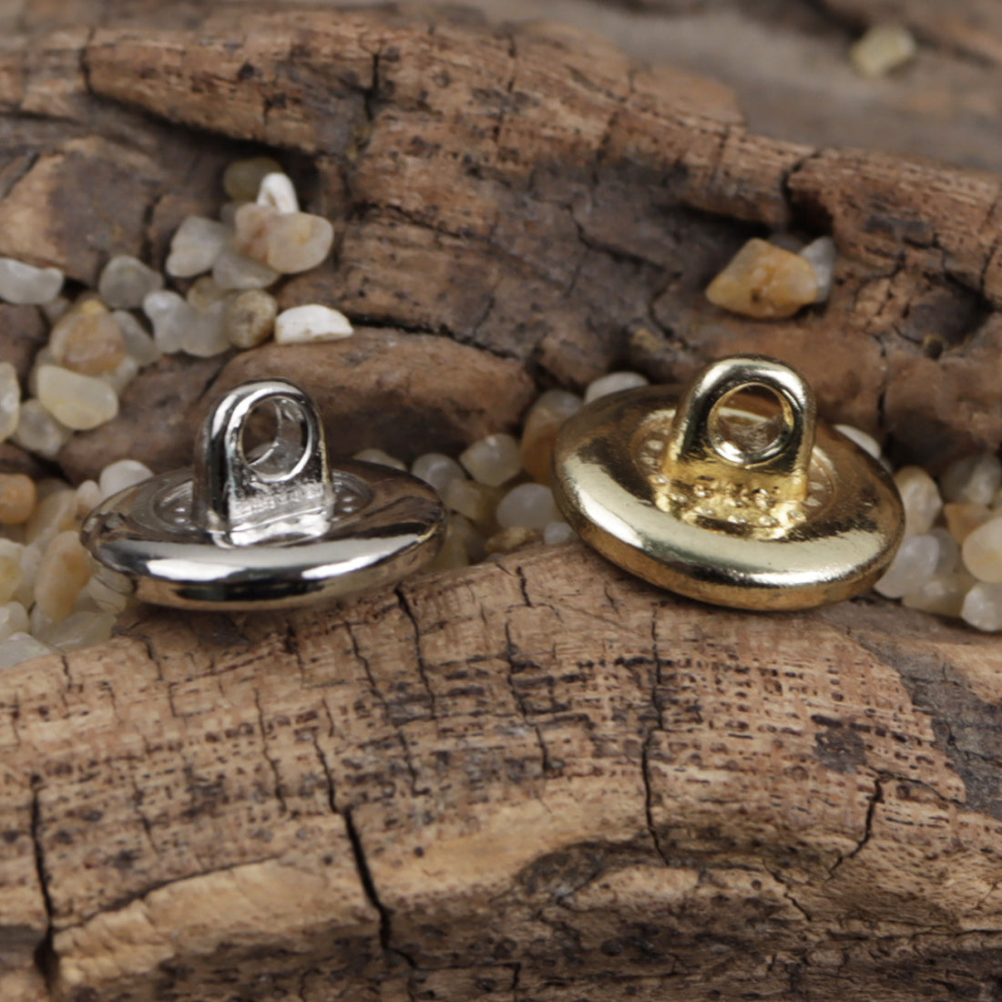 11.5mm Gold Silver Metal Buttons with Black Natural Shell Inlay 10pcs - Lots of Buttons