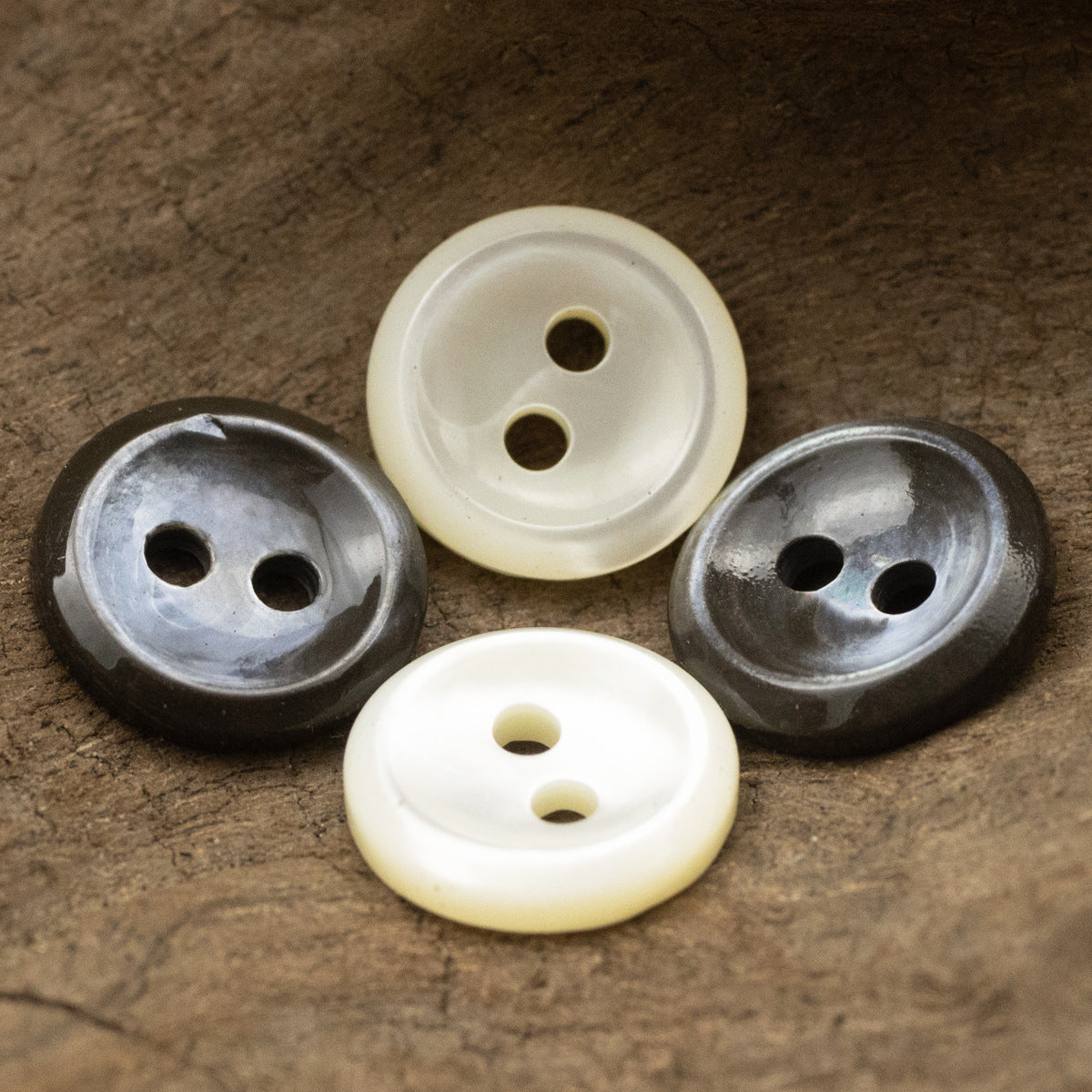 11.5mm Multicolored Black Mother-of-Pearl Two-Hole Shell Buttons 12pcs - Lots of Buttons