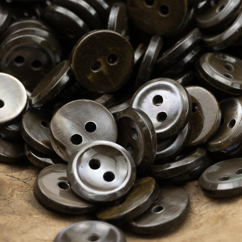 11.5mm Multicolored Black Mother-of-Pearl Two-Hole Shell Buttons 12pcs - Lots of Buttons
