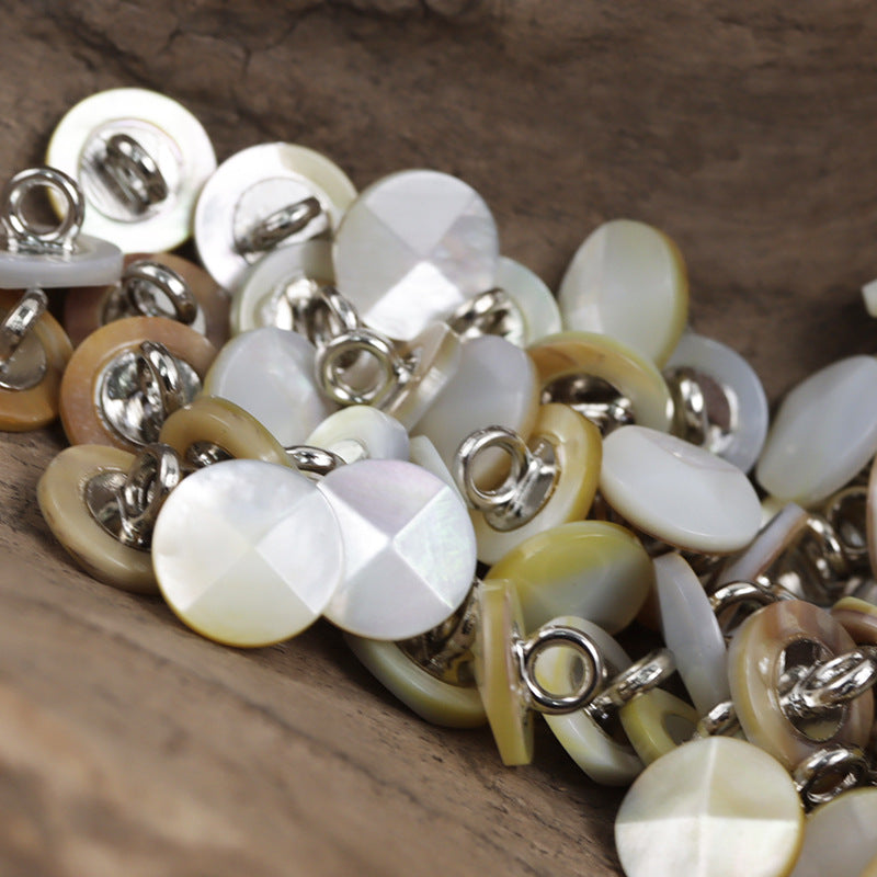 10mm Shell Buttons with Metal Shanks for Luxurious Silk Shirts Dresses 10pcs - Lots of Buttons