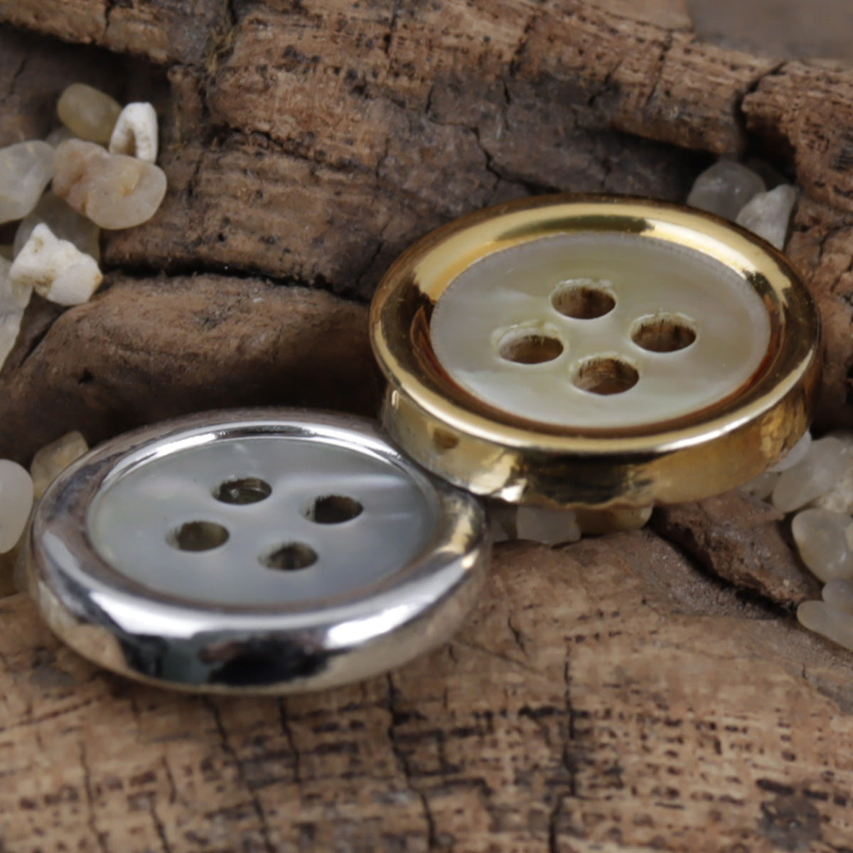 Natural Shell Buttons with Gold Silver Edges for Luxury Clothing 20PCS - Lots of Buttons
