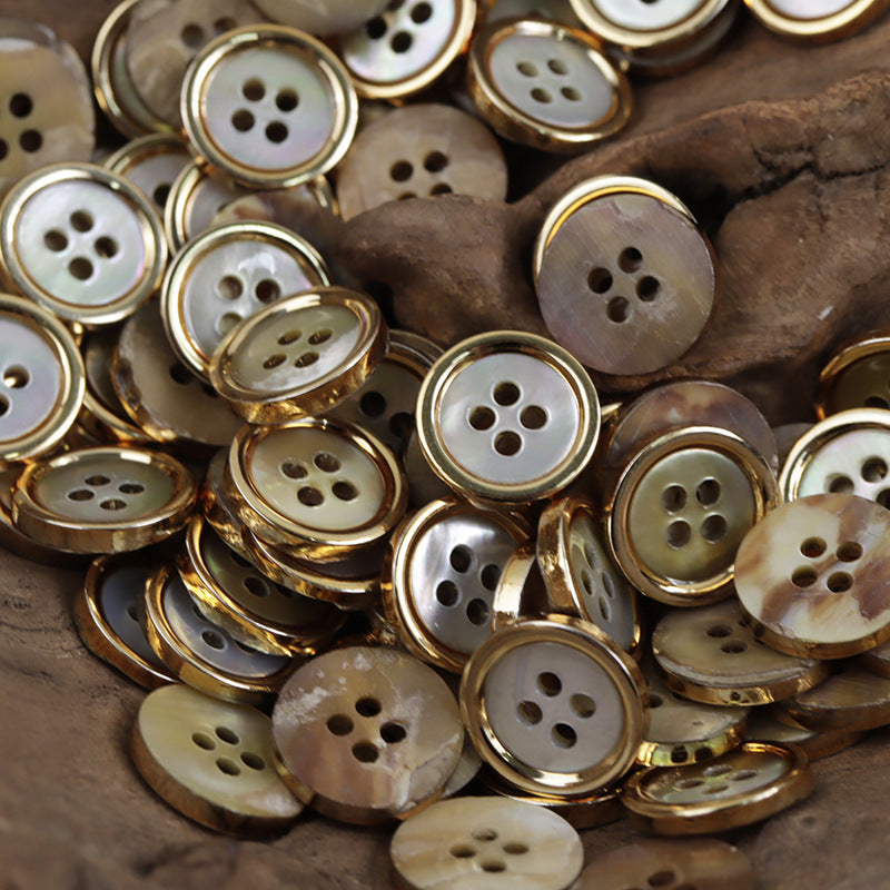 Natural Shell Buttons with Gold Silver Edges for Luxury Clothing 20PCS - Lots of Buttons