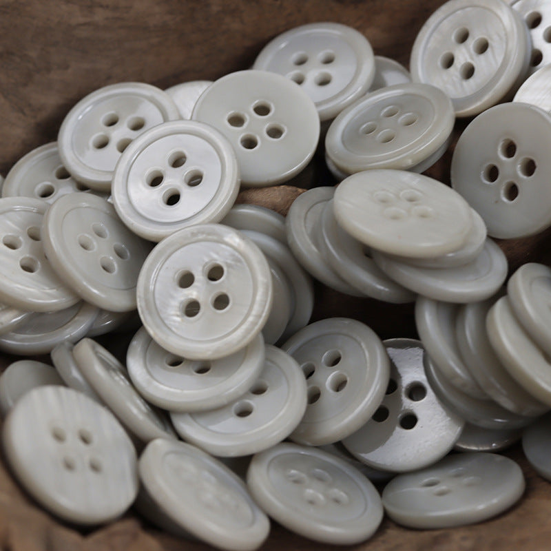 15mm Gray Khaki Turquoise Natural Shell Buttons for Cardigans 30 Pack - Lots of Buttons