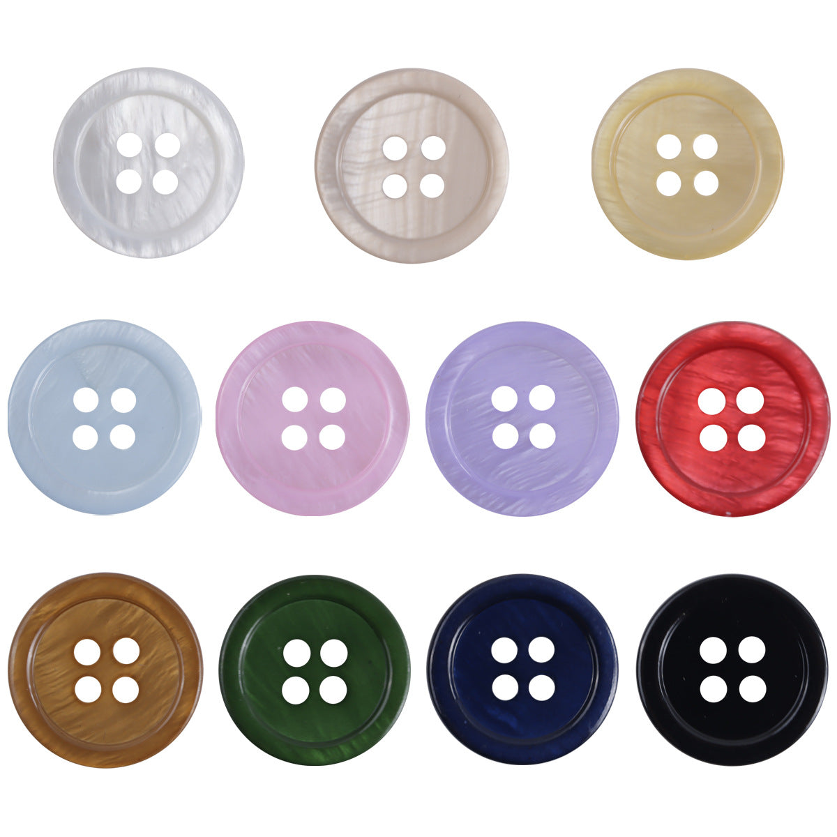 Candy-Colored Round Natural Shell Buttons for Clothes DIY Craft 10 Pack - Lots of Buttons