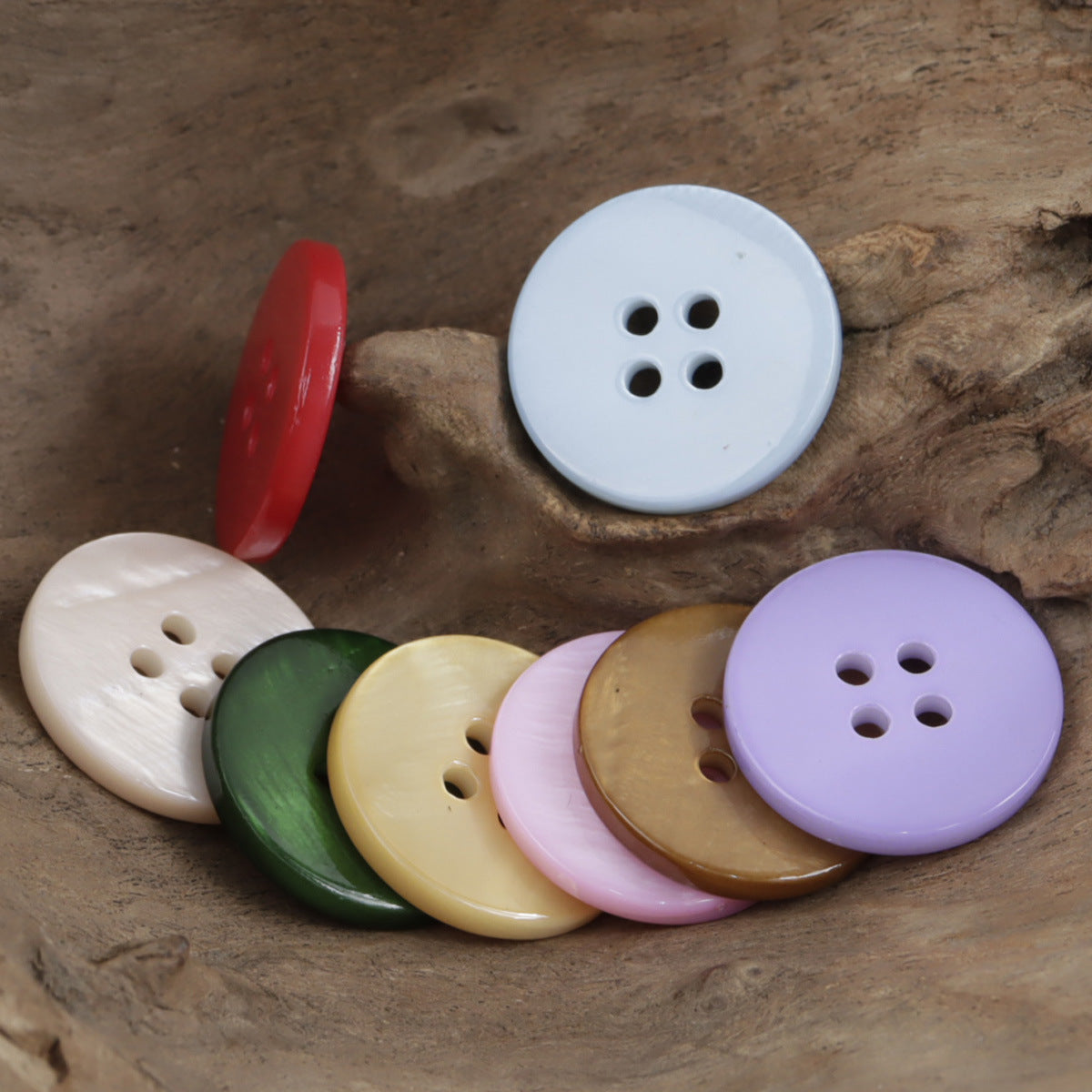 Candy-Colored Round Natural Shell Buttons for Clothes DIY Craft 10 Pack - Lots of Buttons