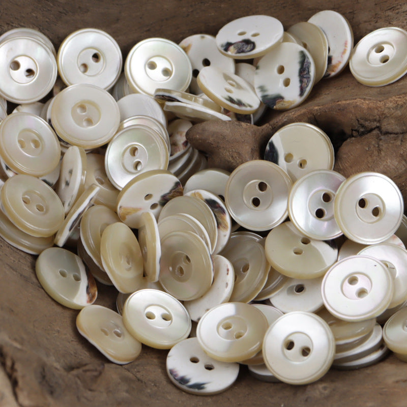 Natural Beige Shell Buttons for Wedding Haute Couture Shirts 10pcs - Lots of Buttons