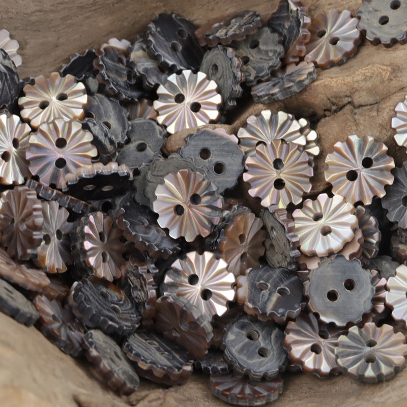 Handcrafted Snowflake Laser-Engraved Natural Shell Buttons 10pcs - Lots of Buttons