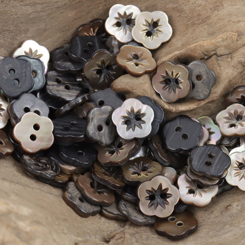 Handcrafted Snowflake Laser-Engraved Natural Shell Buttons 10pcs - Lots of Buttons