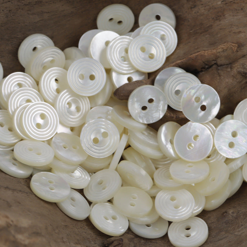 Natural White Maple Leaf-Shaped Spiral Two-Hole Shell Buttons 10PCS - Lots of Buttons
