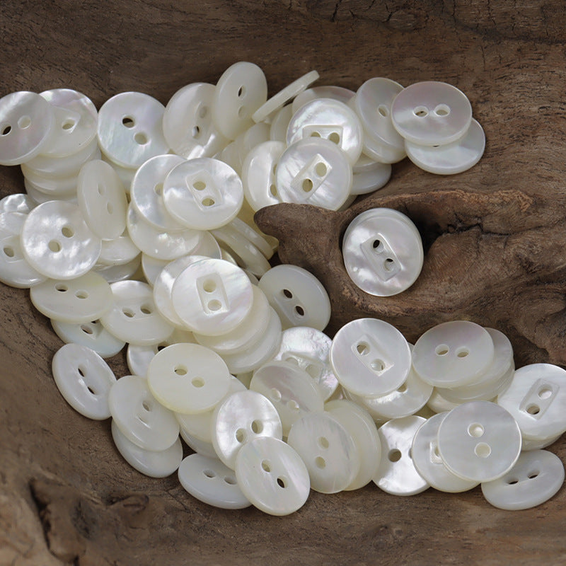 Natural White Maple Leaf-Shaped Spiral Two-Hole Shell Buttons 10PCS - Lots of Buttons
