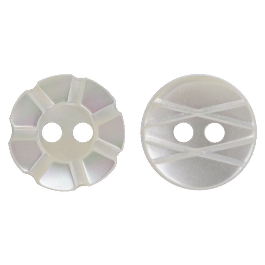 Laser-Engraved Natural Off-White Two-Hole Shell Buttons 10pcs - Lots of Buttons