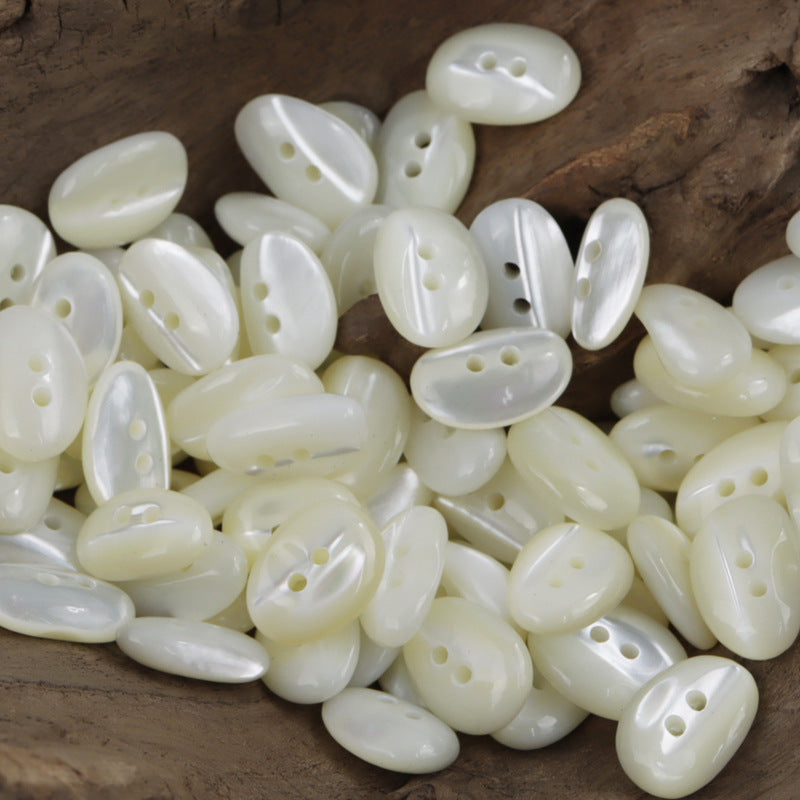Irregular Oval Creamy White Light Yellow Shell Buttons for Shirts 10pcs - Lots of Buttons