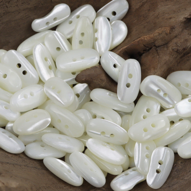 Irregular Oval Creamy White Light Yellow Shell Buttons for Shirts 10pcs - Lots of Buttons