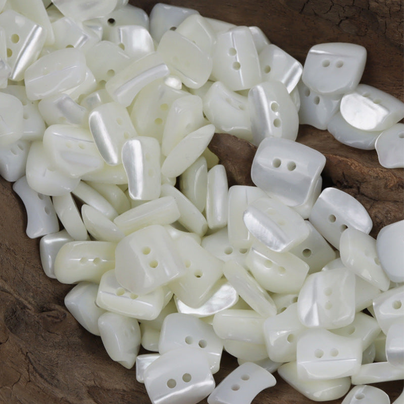 Irregular Oval Creamy White Light Yellow Shell Buttons for Shirts 10pcs - Lots of Buttons