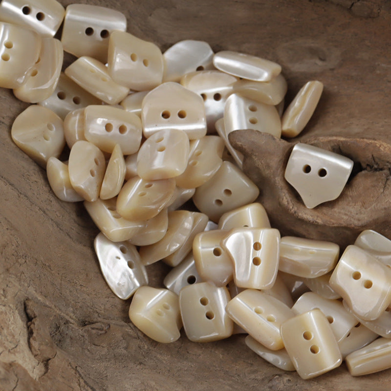 Irregular Oval Creamy White Light Yellow Shell Buttons for Shirts 10pcs - Lots of Buttons