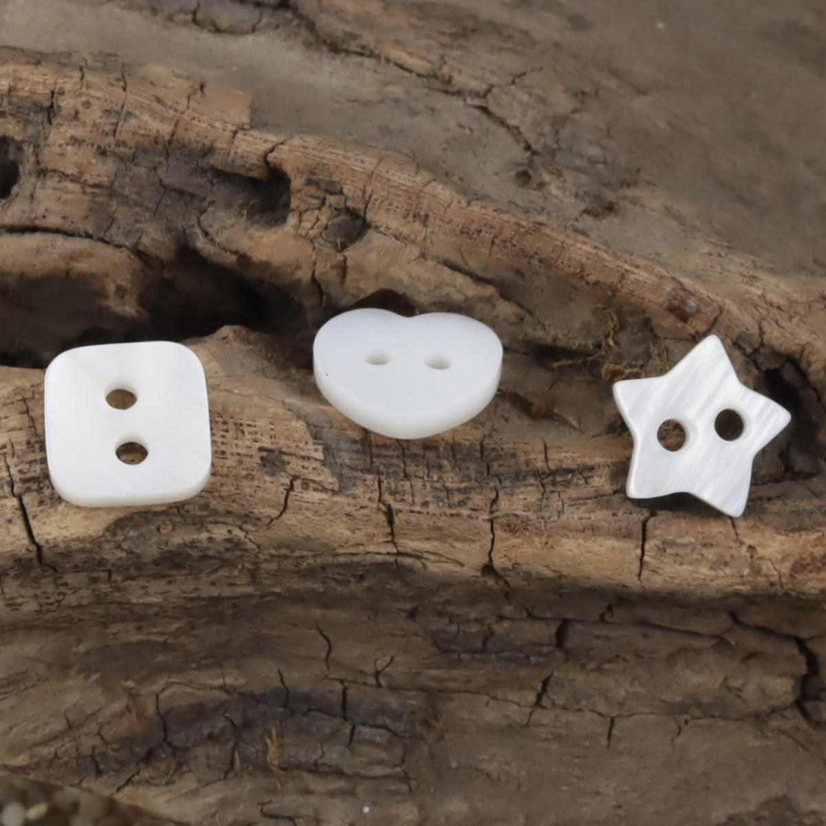 Square Heart Star Shaped Natural Shell Buttons for Children,10pcs - Lots of Buttons
