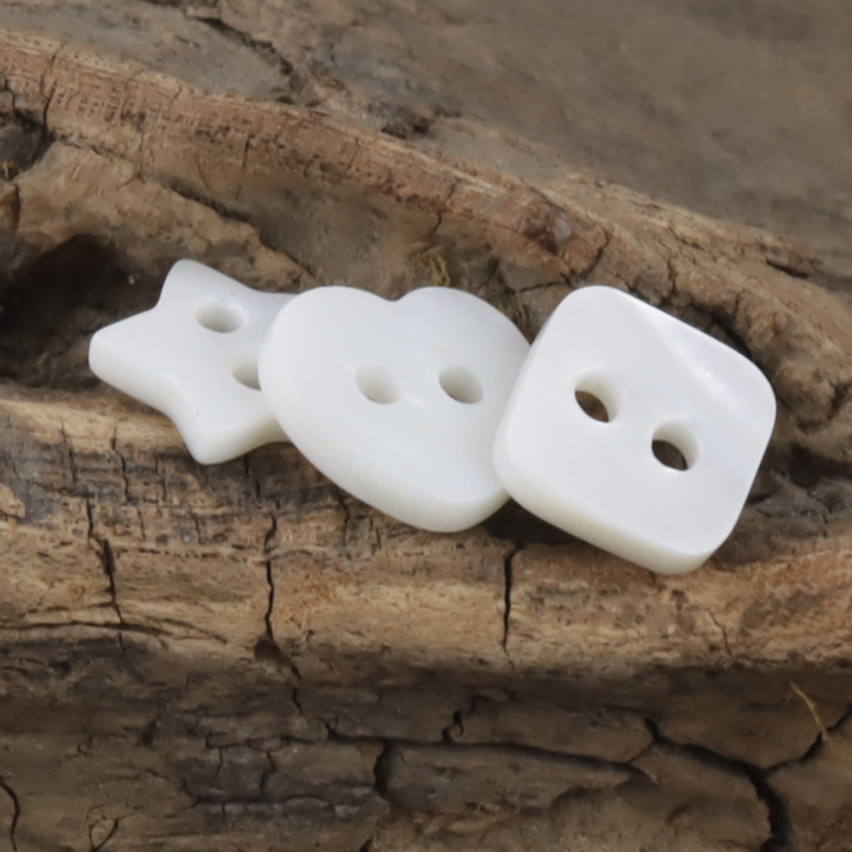 Square Heart Star Shaped Natural Shell Buttons for Children,10pcs - Lots of Buttons