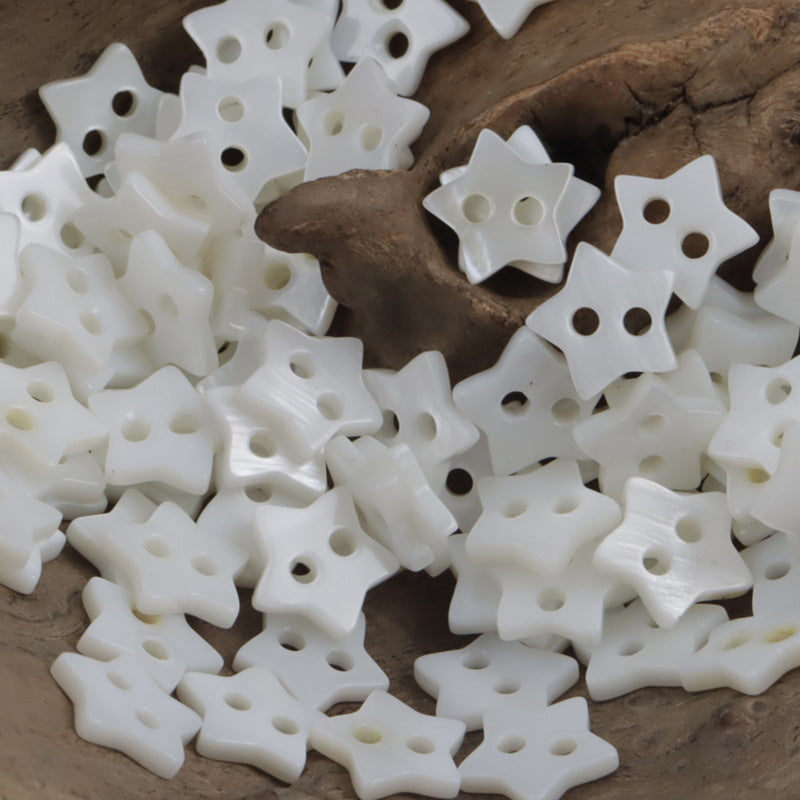 Square Heart Star Shaped Natural Shell Buttons for Children,10pcs - Lots of Buttons