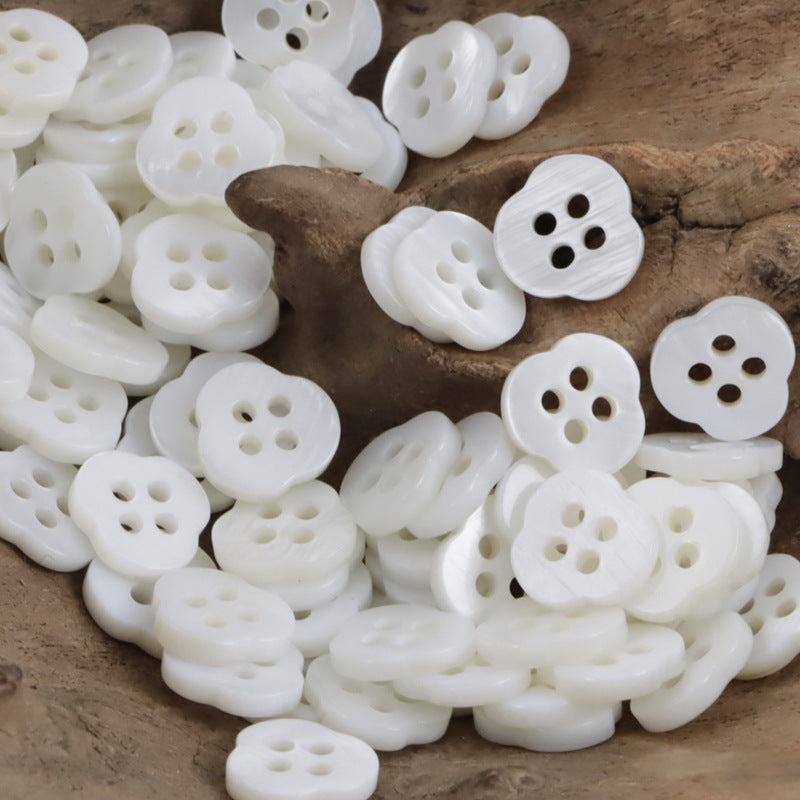 11.5mm Irregular Flower-Shaped White Shell Buttons for Shirts 10pcs - Lots of Buttons