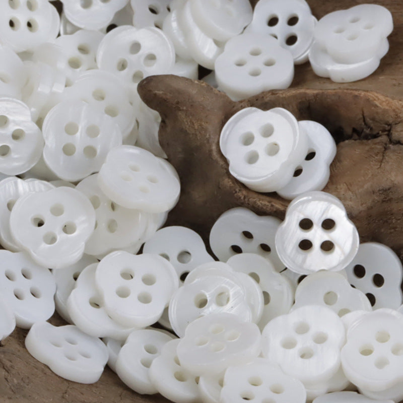 11.5mm Irregular Flower-Shaped White Shell Buttons for Shirts 10pcs - Lots of Buttons