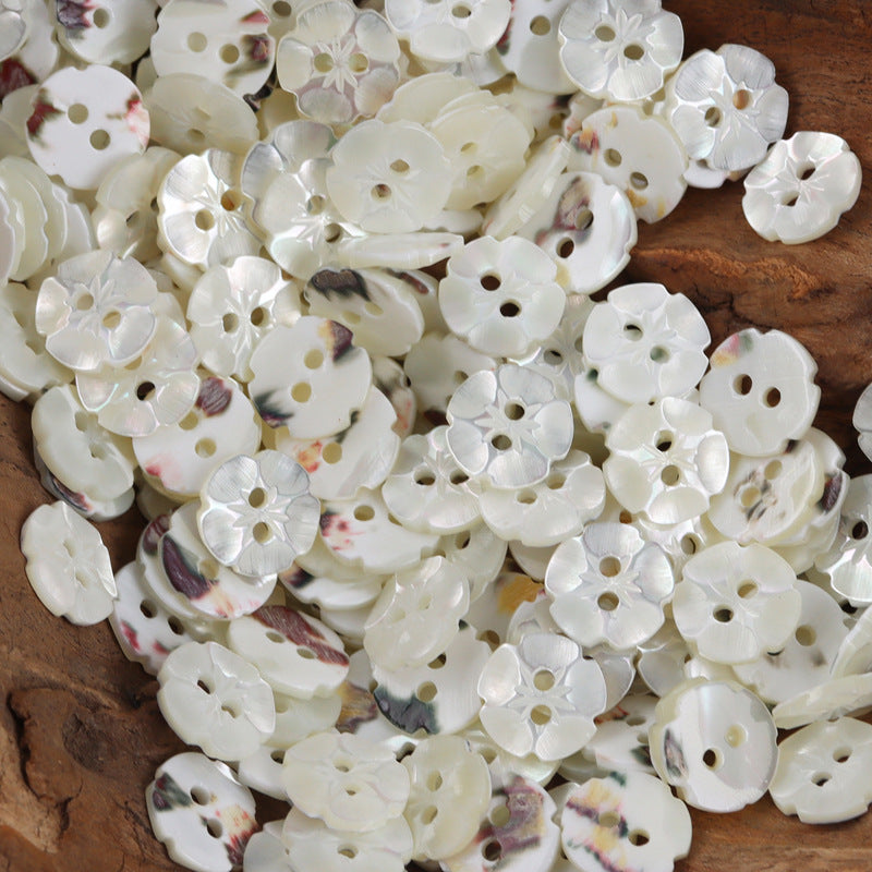 Petal Shaped 2 Hole Shell Buttons for Ladies' Silk Pajamas -10pcs 