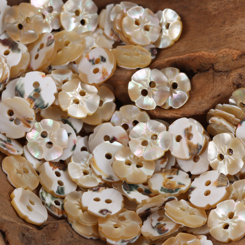 Petal Shaped 2 Hole Shell Buttons for Ladies' Silk Pajamas -10pcs 