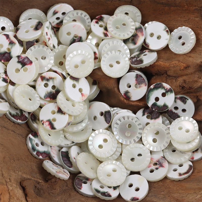 11.5mm White Natural Shell Buttons for Silk Pajamas Velvet Shirts 10pcs - Lots of Buttons
