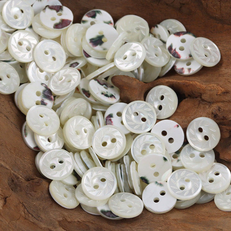11.5mm White Natural Shell Buttons for Silk Pajamas Velvet Shirts 10pcs - Lots of Buttons