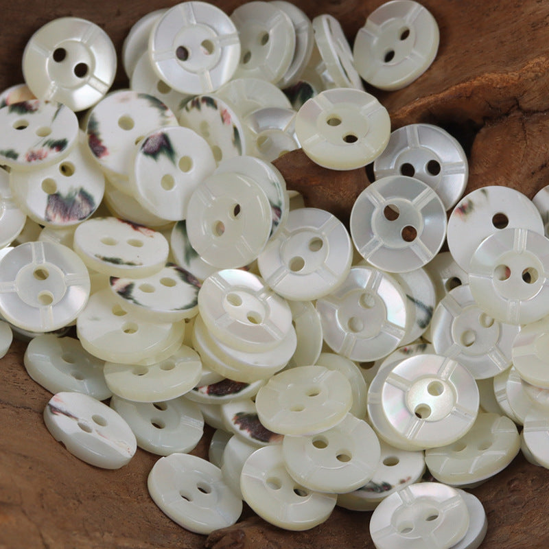 11.5mm White Natural Shell Buttons for Silk Pajamas Velvet Shirts 10pcs - Lots of Buttons