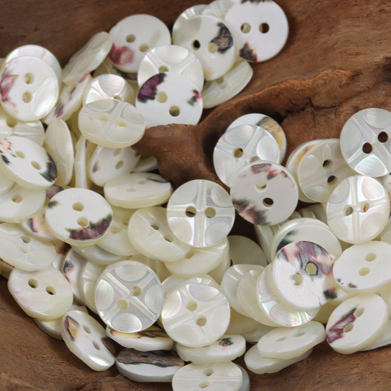 11.5mm White Natural Shell Buttons for Silk Pajamas Velvet Shirts 10pcs - Lots of Buttons