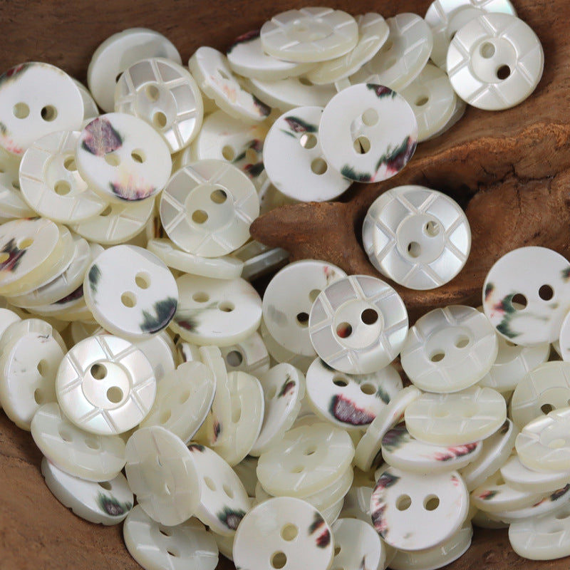 11.5mm White Natural Shell Buttons for Silk Pajamas Velvet Shirts 10pcs - Lots of Buttons