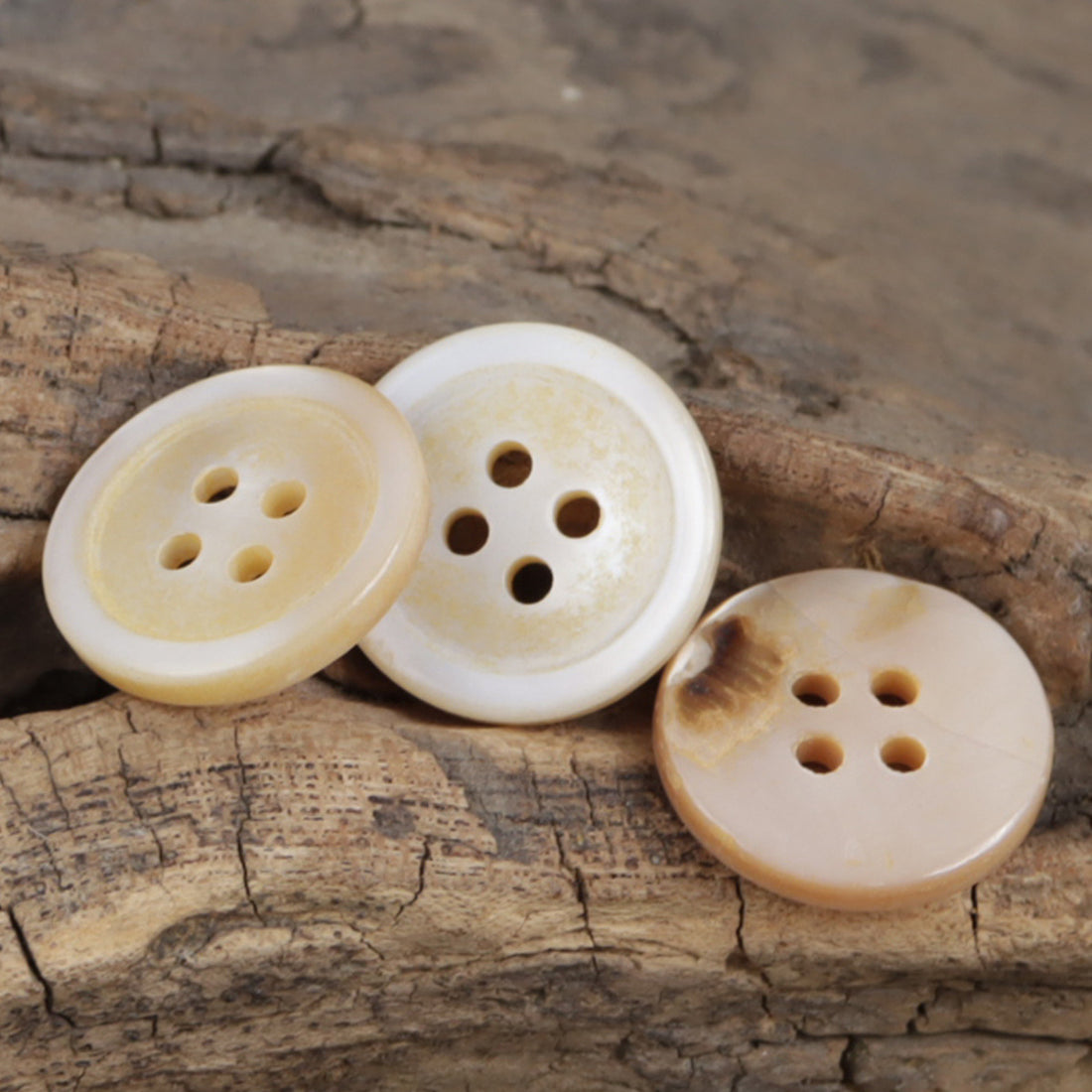 Genuine Irregular Light Beige Shell Buttons 10pcs - Lots of Buttons