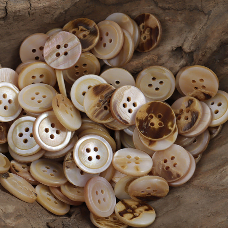 Genuine Irregular Light Beige Shell Buttons 10pcs - Lots of Buttons