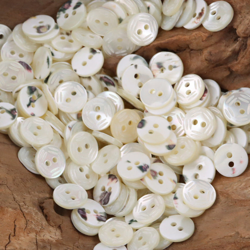 11.5mm 2/3/4-Hole Natural Shell Buttons for Silk Shirts 10pcs - Lots of Buttons