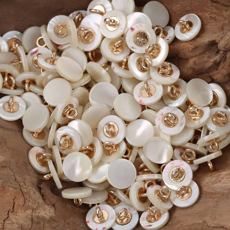 11.5mm Beige Shell Buttons with Metal Shanks for Silk Shirts 10pcs - Lots of Buttons