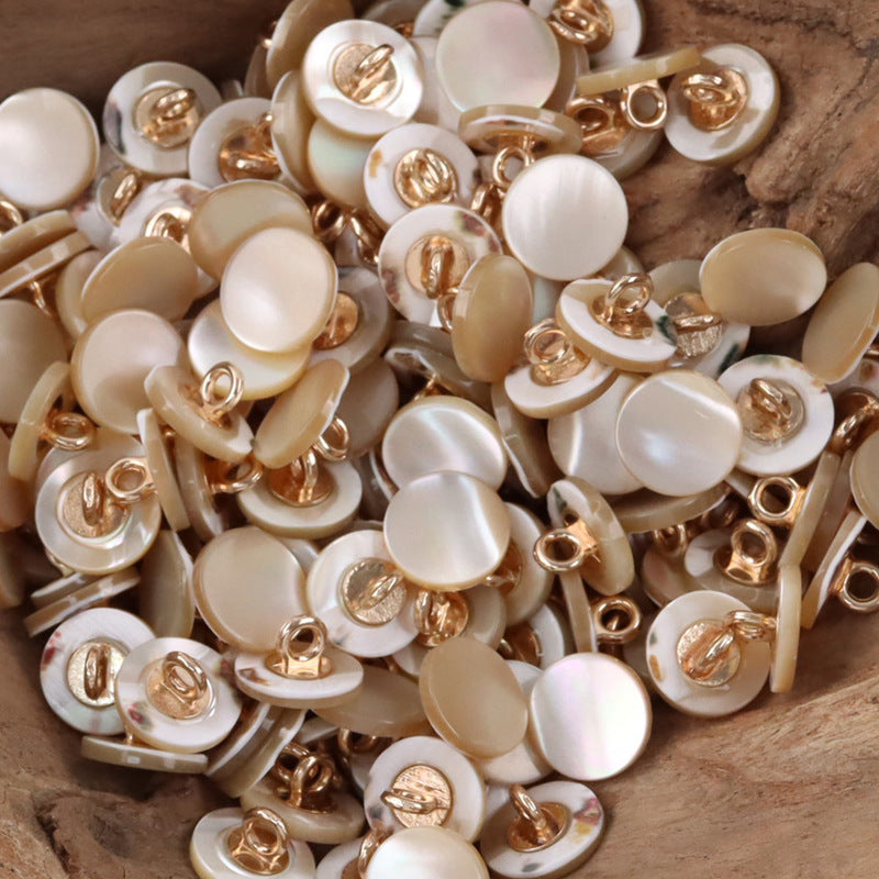 11.5mm Beige Shell Buttons with Metal Shanks for Silk Shirts 10pcs - Lots of Buttons
