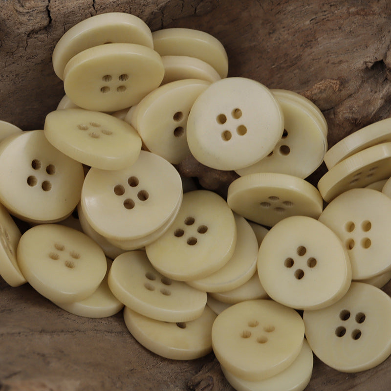 Fire Burned Beige Irregular Bowl Shaped Natural Corozo Buttons,10pcs - Lots of Buttons