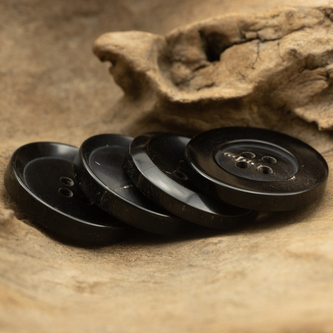 Black Horn Buttons for Winter Outwear 10pcs - Lots of Buttons