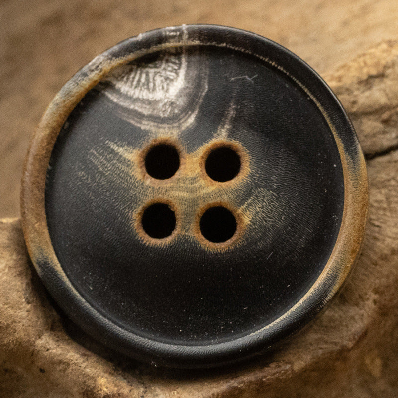Vintage Burnt Bowl-Shaped Horn Buttons for Suit Vests 10pcs - Lots of Buttons