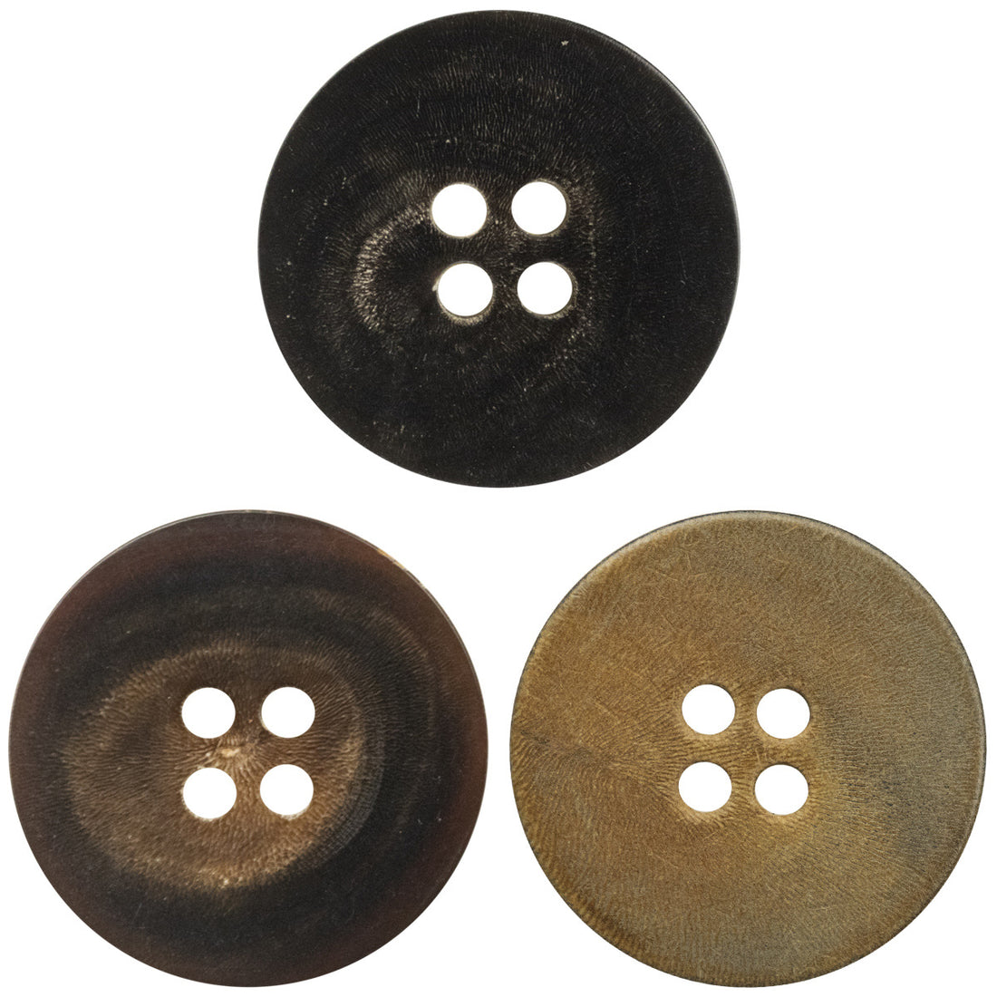 11.5-25mm Double Flat Vintage Black-Brown Horn Buttons 10pcs - Lots of Buttons