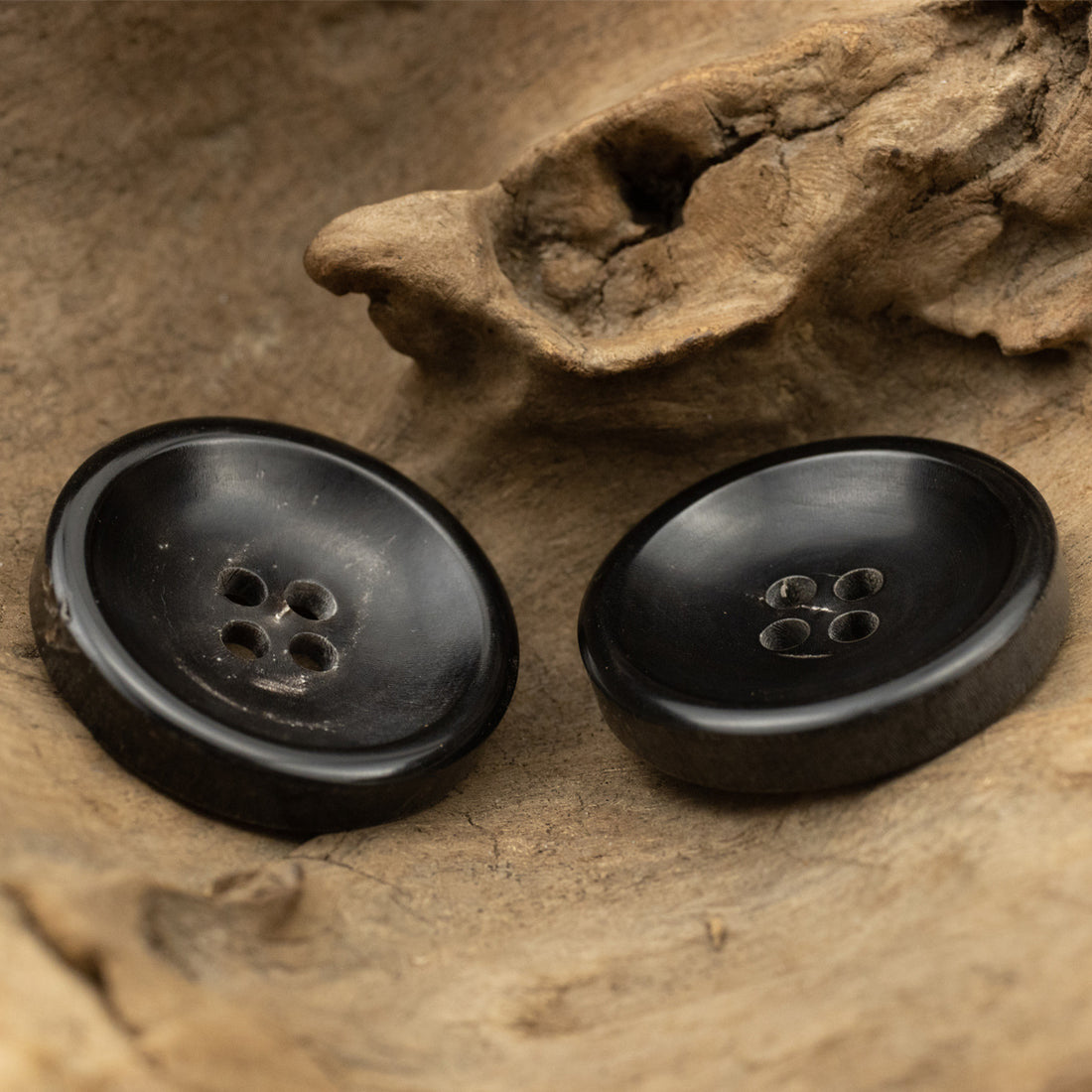 30MM Large Black Bowl-Shaped Buffalo Horn Coat Buttons 10pcs - Lots of Buttons