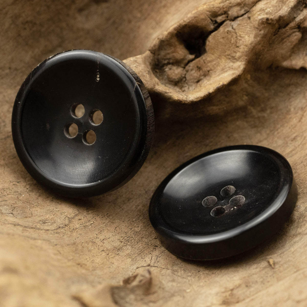 30MM Large Black Bowl-Shaped Buffalo Horn Coat Buttons 10pcs - Lots of Buttons