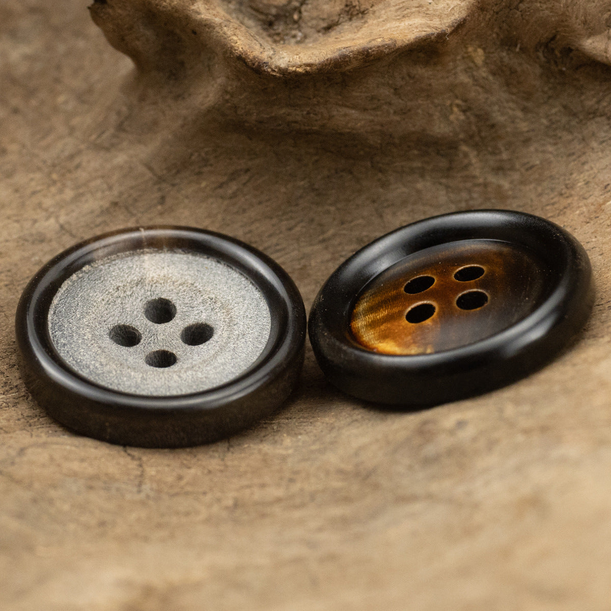 Burnt Silver Brown Horn Buttons for Retro Suits Trousers 6pcs - Lots of Buttons