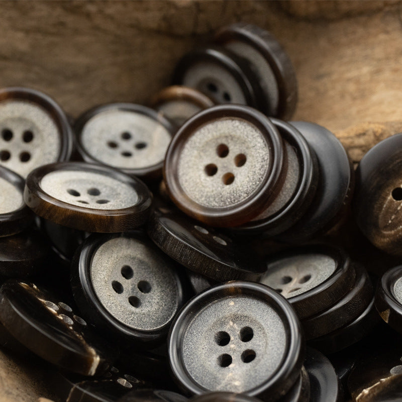 Burnt Silver Brown Horn Buttons for Retro Suits Trousers 6pcs - Lots of Buttons