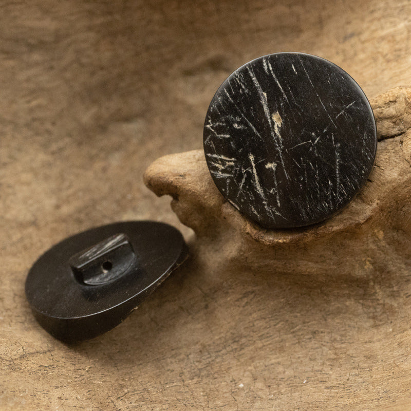 15-28mm Black Rough Genuine Horn Buttons with Concealed Holes 10pcs - Lots of Buttons