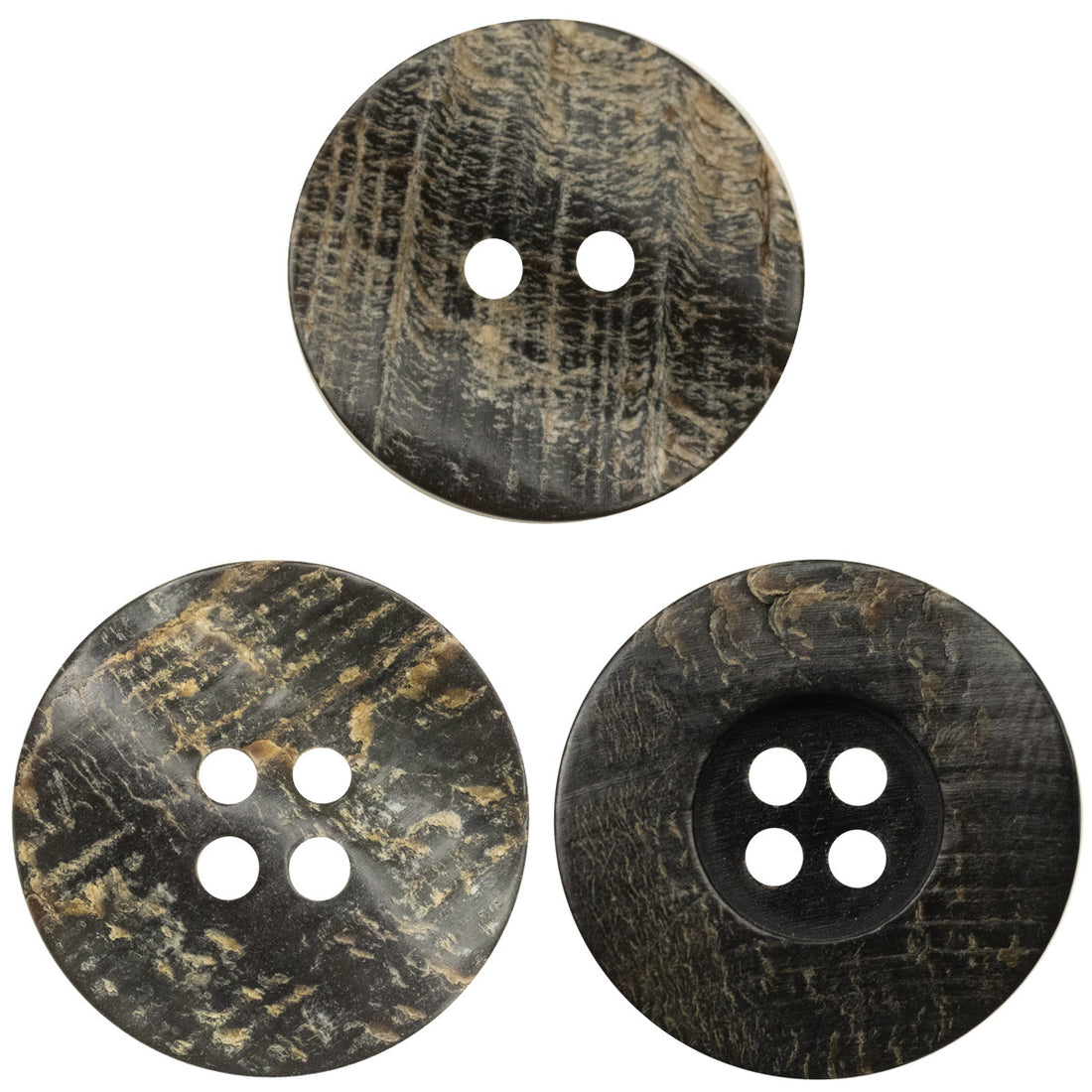 11.5-30mm Rough and Uneven Black Horn Buttons 10pcs - Lots of Buttons